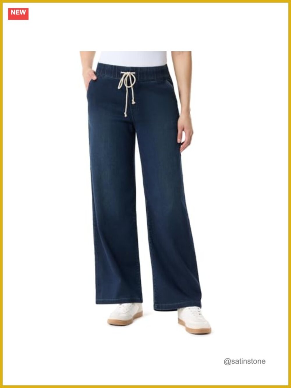 Relaxed Drawstring Wide Leg Jeans